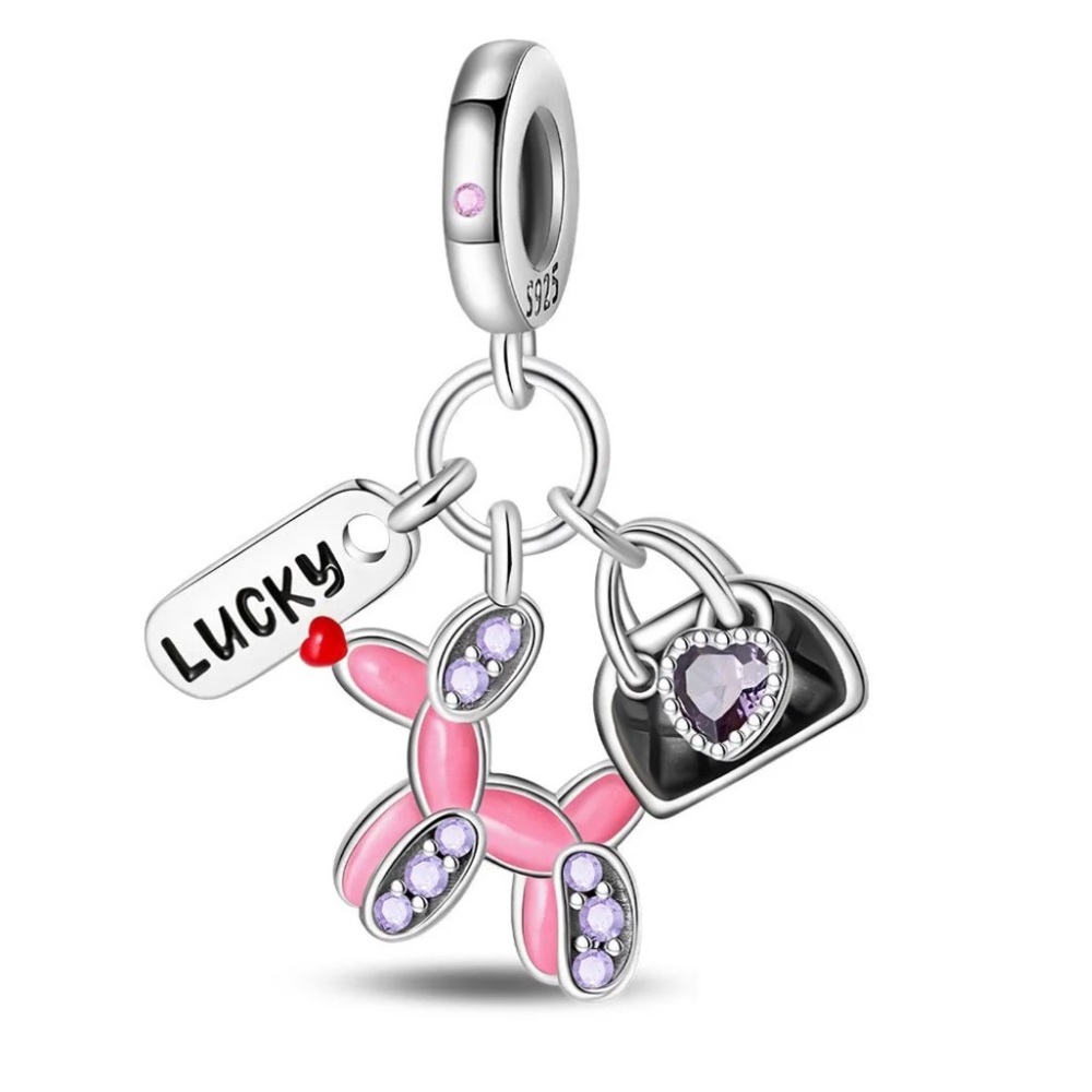 925 Triple Dangle Charm For Most Charm Bracelets-NEW